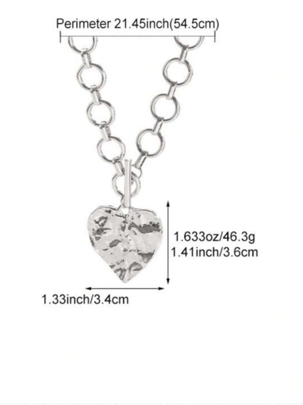 Silver Tone Heart Pendant Chain Necklace - Picture 5 of 5